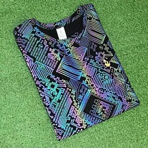 Rainbow Reflective Circuit Board Binary T-Shirt Medium Rave Festival